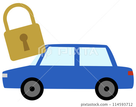 Illustration of a car and a padlock (image of car security) Illustration of a car and a padlock (image of car security) 114593712