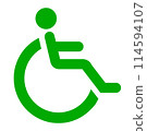 Green wheelchair symbol Multipurpose toilet icon Genderless 114594107
