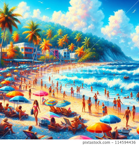 Colorful beach illustration 114594436