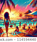 Colorful beach illustration 114594440