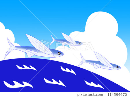 Flying fish summer greeting background Flying fish summer greeting background 114594670