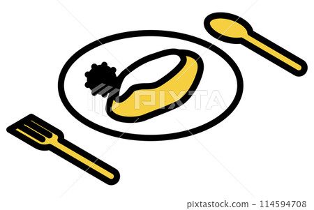 Isometric illustration of omurice and broccoli 114594708