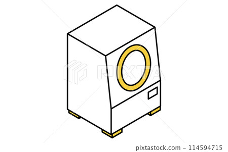 White goods: drum type washer-dryer, isometric illustration White goods: drum type washer-dryer, isometric illustration 114594715