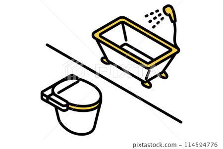 出租：獨立的浴室和衛生間，等距插圖 114594776