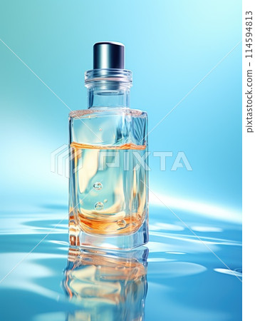 transparent bottle on water background, ai 114594813