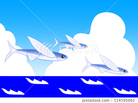 Flying fish summer greeting background Flying fish summer greeting background 114595002