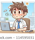 Office workers sweating profusely in the scorching heat 114595031