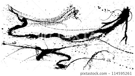 Dragon Tatsunen handwritten brush illustration 114595261