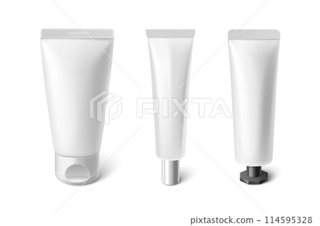 Cosmetic cream tube mockup. White blank bottle 114595328