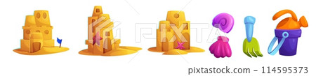 Sand castles and toys set 114595373