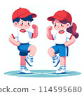 A boy and a girl are warming up 114595680