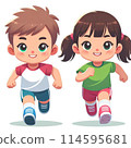 Boy and girl running 114595681