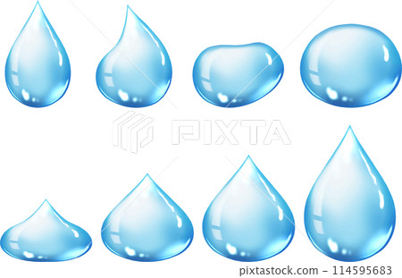 A set of cute, jiggly water droplets 114595683