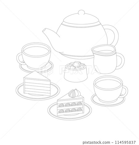 tea party time outline 114595837