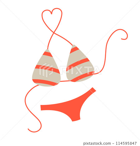 Womens swimsuit for swimming. Vector illustration isolated on white background. Travel concept. Element for print, banner, card, brochure, logo. Womens swimsuit for swimming. Vector illustration isolated on white background. Travel concept. Element for print, banner, card, brochure, logo. 114595847