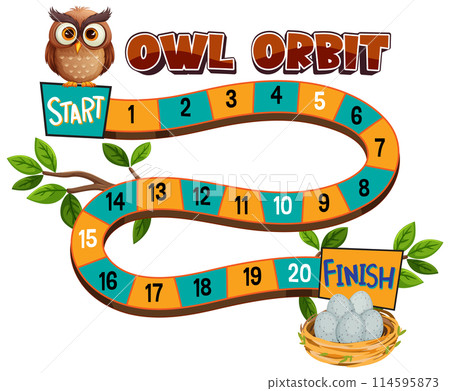 Owl Orbit Board Game Illustration Owl Orbit Board Game Illustration 114595873
