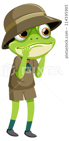 Adorable Frog Scout Illustration 114595905