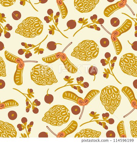 Autumn vibe forest seamless pattern flat design 114596199