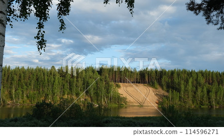 A heart-shape on a river bech in the north of Sweden. The concept of love for natur A heart-shape on a river bech in the north of Sweden. The concept of love for natur 114596271