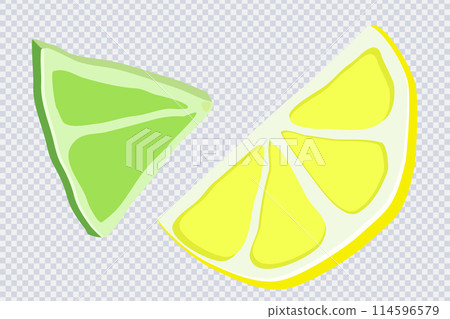 Set of pieces lime and lemon fruit Set of pieces lime and lemon fruit 114596579