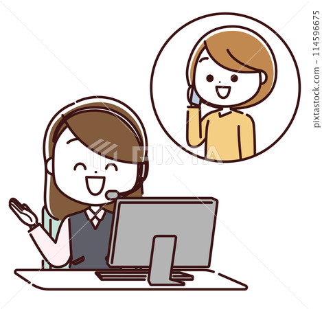 Smiling female call center representative 114596675