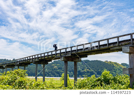 View of the swollen Oi River from Horai Bridge 114597223