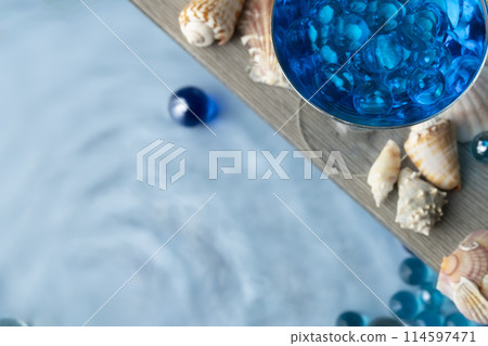 夏季圖像彈珠貝殼池畔藍色夏威夷 114597471