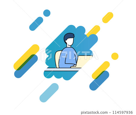 辦公桌前向右上升的男人商務形像素材背景裝飾裝飾網頁對角線上升 114597936