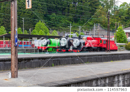 A train waiting to depart at Senzu Station on the Oigawa Railway A train waiting to depart at Senzu Station on the Oigawa Railway 114597963