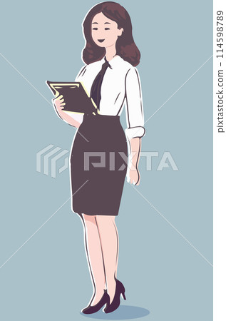 woman office in brown flat illustration vector eps 8 woman office in brown flat illustration vector eps 8 114598789