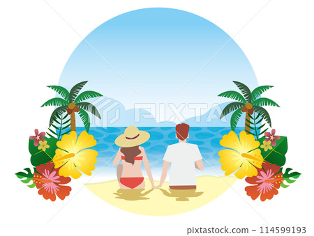 夏天和愛人一起去海裡游泳插畫 夏天和愛人一起去海裡游泳插畫 114599193