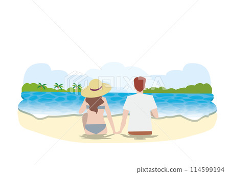 夏天和愛人一起去海裡游泳插畫 夏天和愛人一起去海裡游泳插畫 114599194
