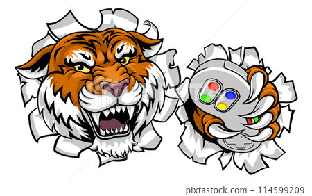 Tiger Gamer Video Game Animal Sports Team Mascot 114599209