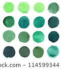 Set of Blue mint watercolor circles isolated on a white background. Watercolour blue, mint, green circles Set of Blue mint watercolor circles isolated on a white background. Watercolour blue, mint, green circles 114599344