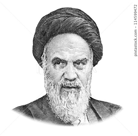 Ayatollah Ruhollah Khomeini. Portrait from Iran Banknotes Ayatollah Ruhollah Khomeini. Portrait from Iran Banknotes 114599472
