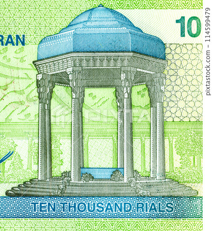 Tomb of Hafez in Shiraz from Iranian banknote Tomb of Hafez in Shiraz from Iranian banknote 114599479