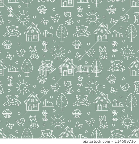 Vector Children's Seamless Pattern Kid Baby Print 114599730