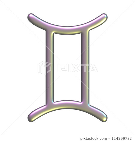 3d Zodiac signs. Chrom metal astrology symbol for horoscope template. Y2k glossy Zodiac Gemini bubble icon isolated on white background for design. 3d Zodiac signs. Chrom metal astrology symbol for horoscope template. Y2k glossy Zodiac Gemini bubble icon isolated on white background for design. 114599782