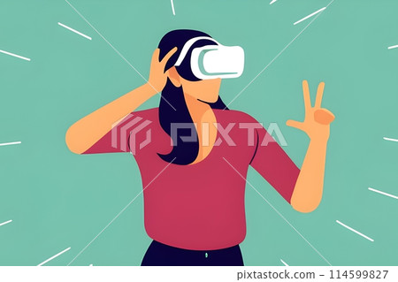 adult leaning using VR AR headset. 114599827