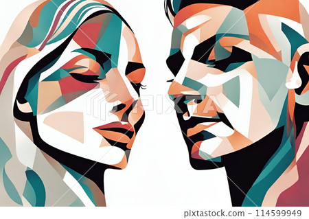 Abstract portrait of a Woman and A Man Contemporary fine art. Abstract portrait of a Woman and A Man Contemporary fine art. 114599949