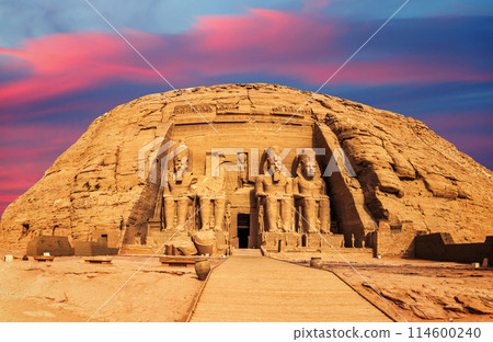 Abu Simbel the Great Temple of Ramesses II main entrance view, Egypt 114600240