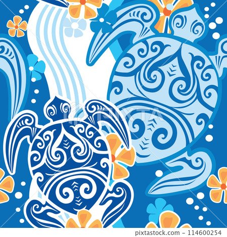 Colorful pattern with turtle - Stock Illustration [114600254] - PIXTA