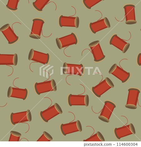 Vector isolated illustration of pattern with spools of thread. 114600304