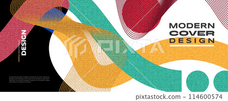 Creative Cover or Banner Design Template with Modern and Minimal Style for Identity, Branding, Advertising or Promotion. Abstract Layout Design with Dynamic and Colorful Elements 114600574