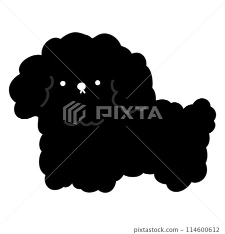 Cute Black Poodle Cartoon illustration Kawaii Poodle Cute Poodle Sticker Cute Dog Cartoon 114600612