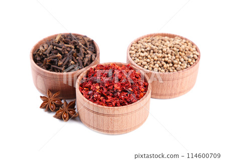 Spices mix isolated on a white background. Top view Spices mix isolated on a white background. Top view 114600709