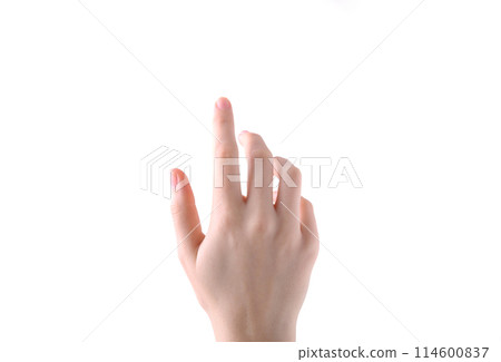 Female hand gesture isolated on a white background 114600837