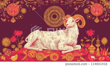 Eid Celebration Illustration with Decorative ram 114601416