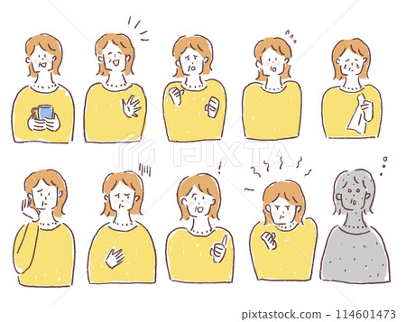 Senior woman facial expressions, joy, anger, sadness and happiness set Senior woman facial expressions, joy, anger, sadness and happiness set 114601473