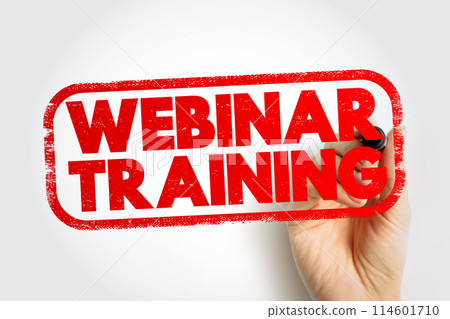 Webinar Training text stamp, concept background 114601710